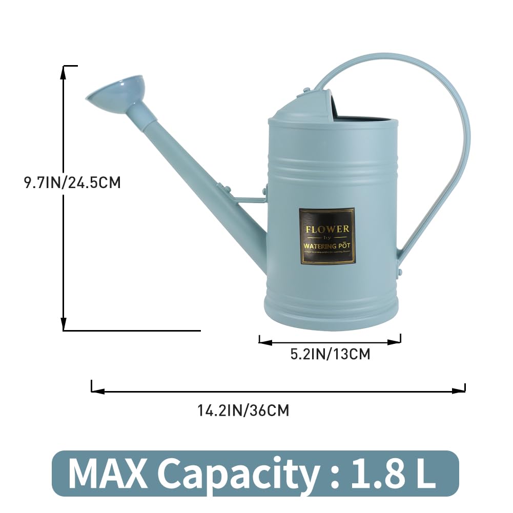0.5 Gallon Small Watering Can for Outdoor Indoor Plants for House Plants, 12 oz Glass Plant Mister Spray Bottle for Bonsai Garden Flowers (Blue)