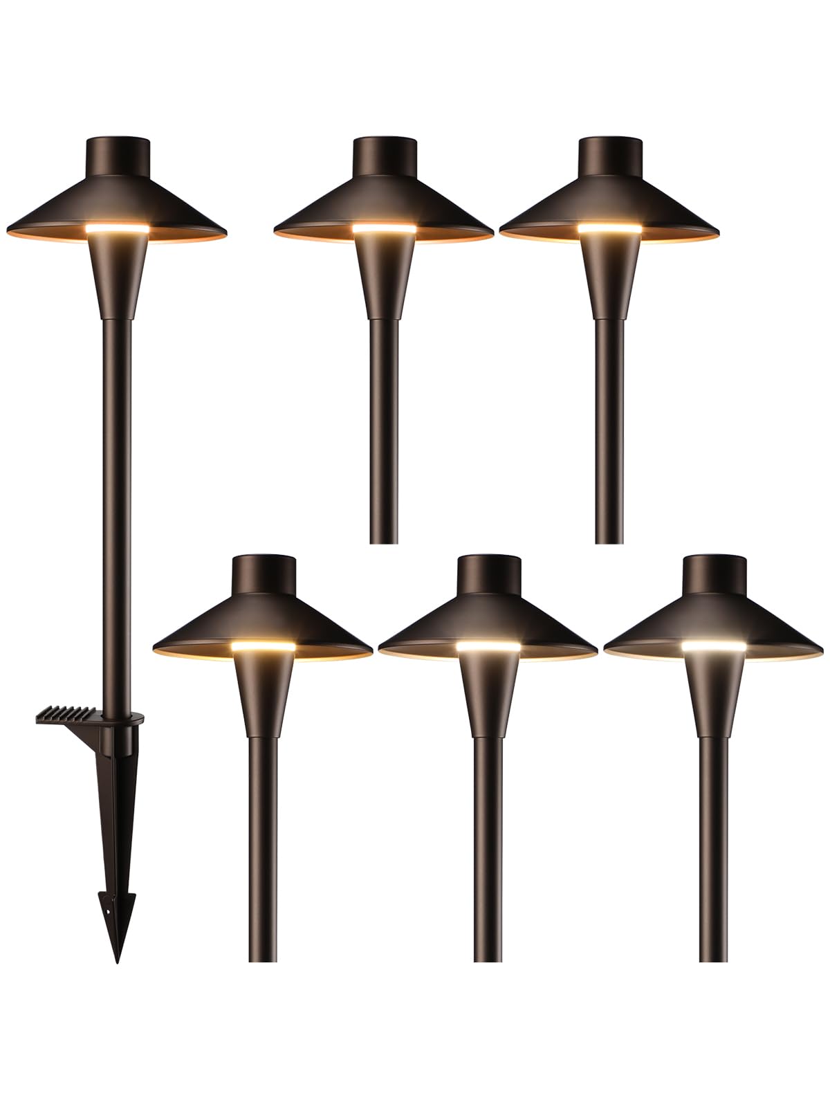 LEONLITE Update 5CCT Low Voltage Pathway Lights, 12-24V LED Landscape Path Light, 1800/2700/3000/4000/5000K, CRI90, IP65 Waterproof Landscape Lighting, Aluminum Housing, Oil Rubbed Bronze, Pack of 6
