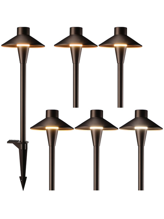 LEONLITE Update 5CCT Low Voltage Pathway Lights, 12-24V LED Landscape Path Light, 1800/2700/3000/4000/5000K, CRI90, IP65 Waterproof Landscape Lighting, Aluminum Housing, Oil Rubbed Bronze, Pack of 6