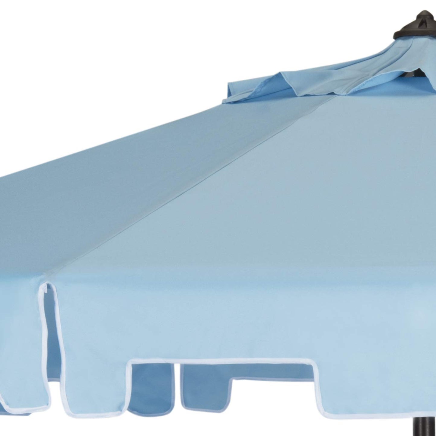 SAFAVIEH 9ft Outdoor Patio Umbrella, Round, Zimmerman Collection, Light Blue & White Trim, Button Tilt, UV Resistant for Deck, Backyard, Poolside (PAT8000D)