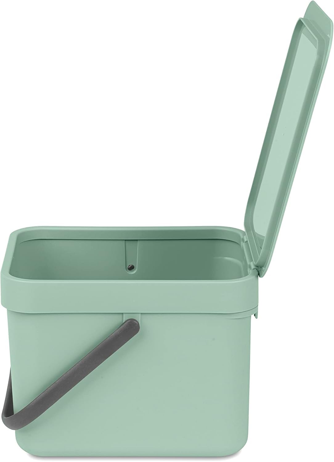 Brabantia Sort & Go Kitchen Countertop Food Scraps Compost Bin | XS / 1.6 Gal / 6L | Jade Green | Removable Stay-Open Lid, Carry Handle, Easy-Clean Recycling Box | Wall-Mounting Bracket Included