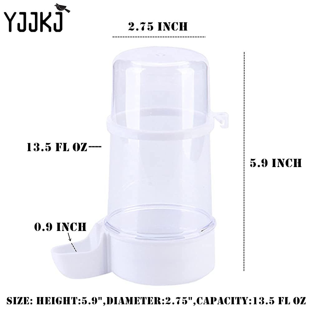 Pet Bird Water Feeder, 13.5 Oz Parrot Water Dispenser, Bird Cage Suspended Automatic Water Dispenser for Parakeet Budgie Lovebirds Cockatiel (2PCS)