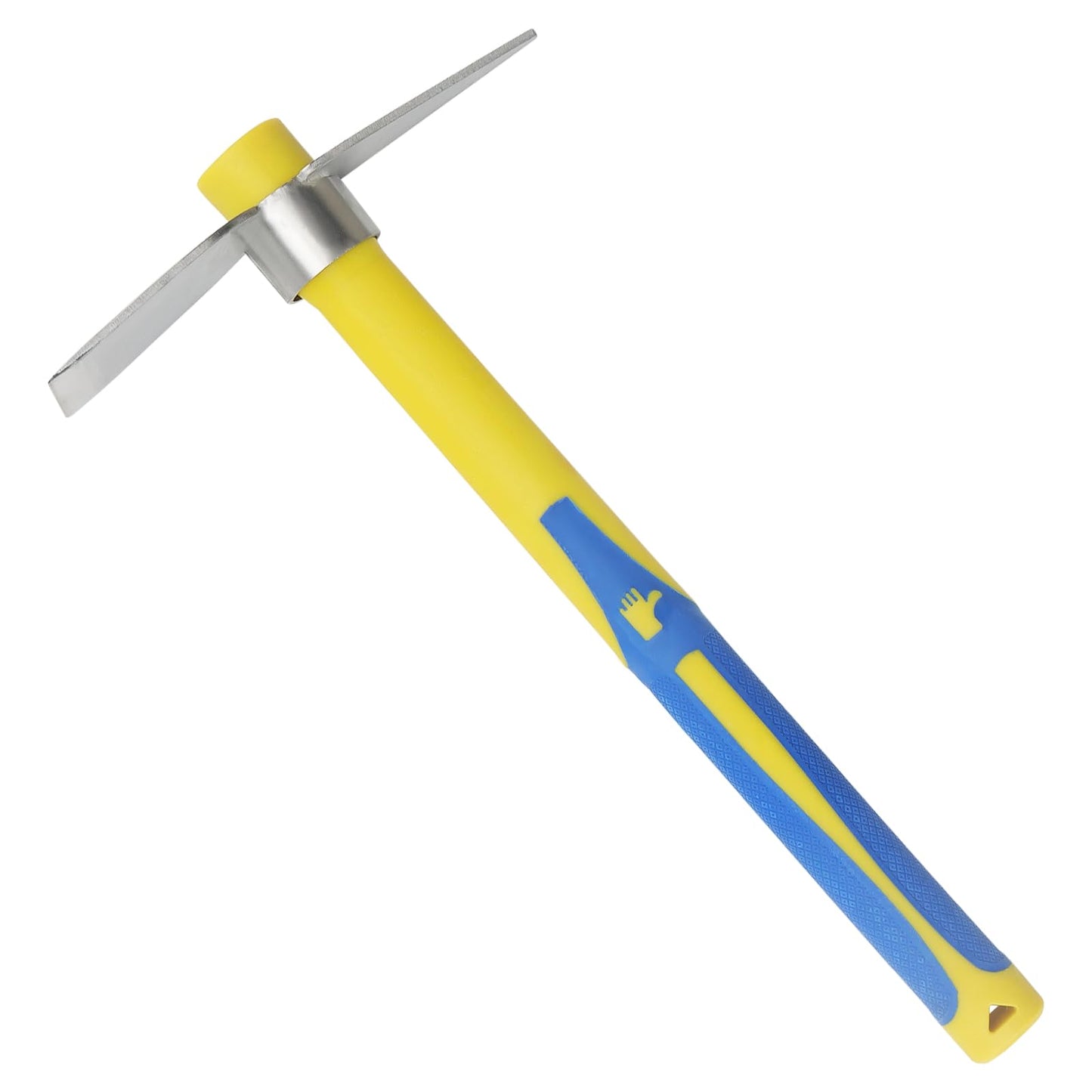 ZEONHEI 2 PCS Garden Hoe Tools, Stainless Steel Cultivator Hand Tiller and Hand Pick Axe with Fiberglass Handle, Pick Mattock Hoe for Planting Digging Weeding Gardening