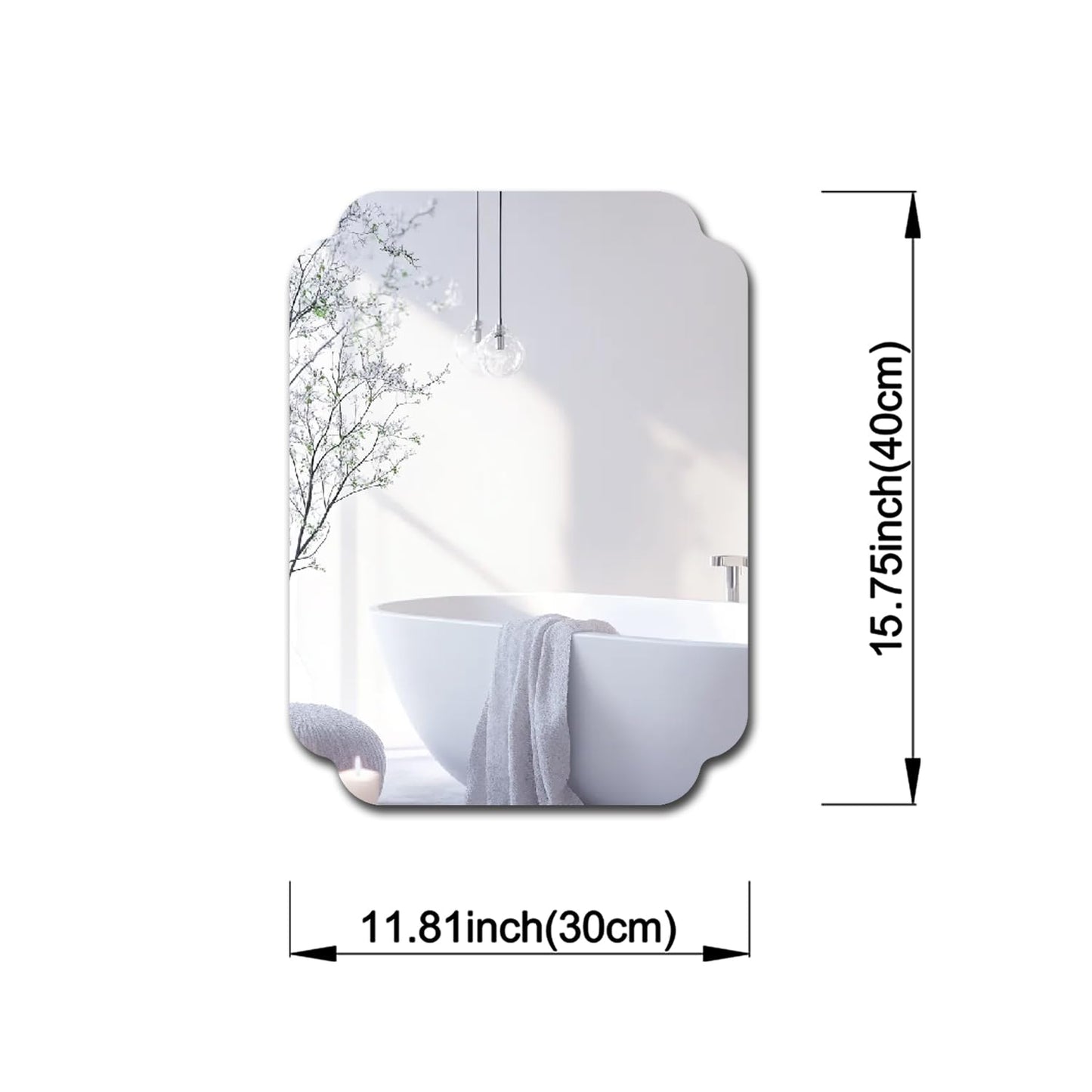 MACGIKMIRO Rectangular Acrylic Mirror Anti-Scratch Unbreakable Shatterproof HD Tempered Wall Decorative Mirrors for Restaurant Bedroom Kitchen Office Gym(Rectangular 1,11.81 "x 15.75")