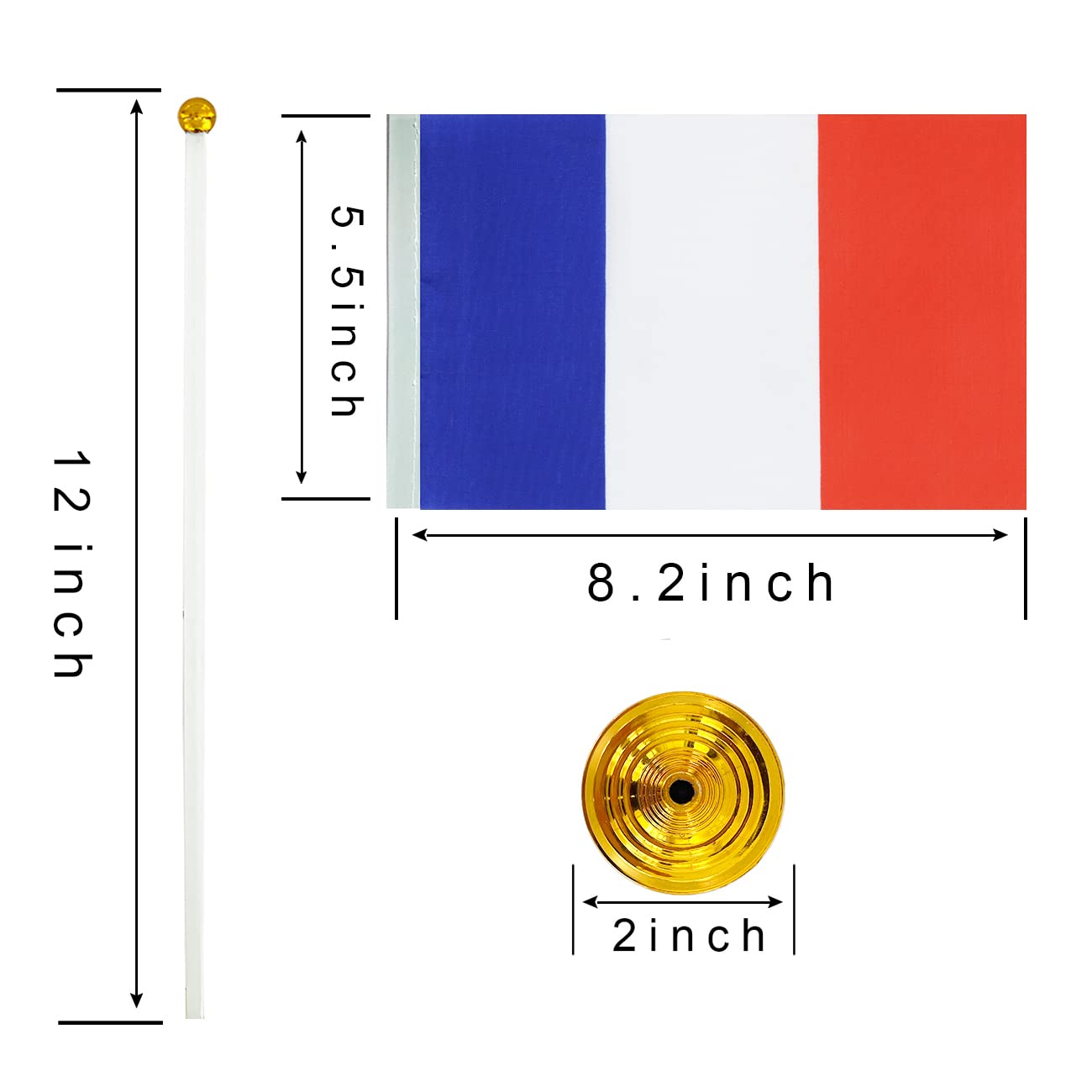 WXTWK 12 Pack France Flag French Desk Flag Small Mini French Table Flags With Stand Base,Home Office Festival Events Celebration Decorations