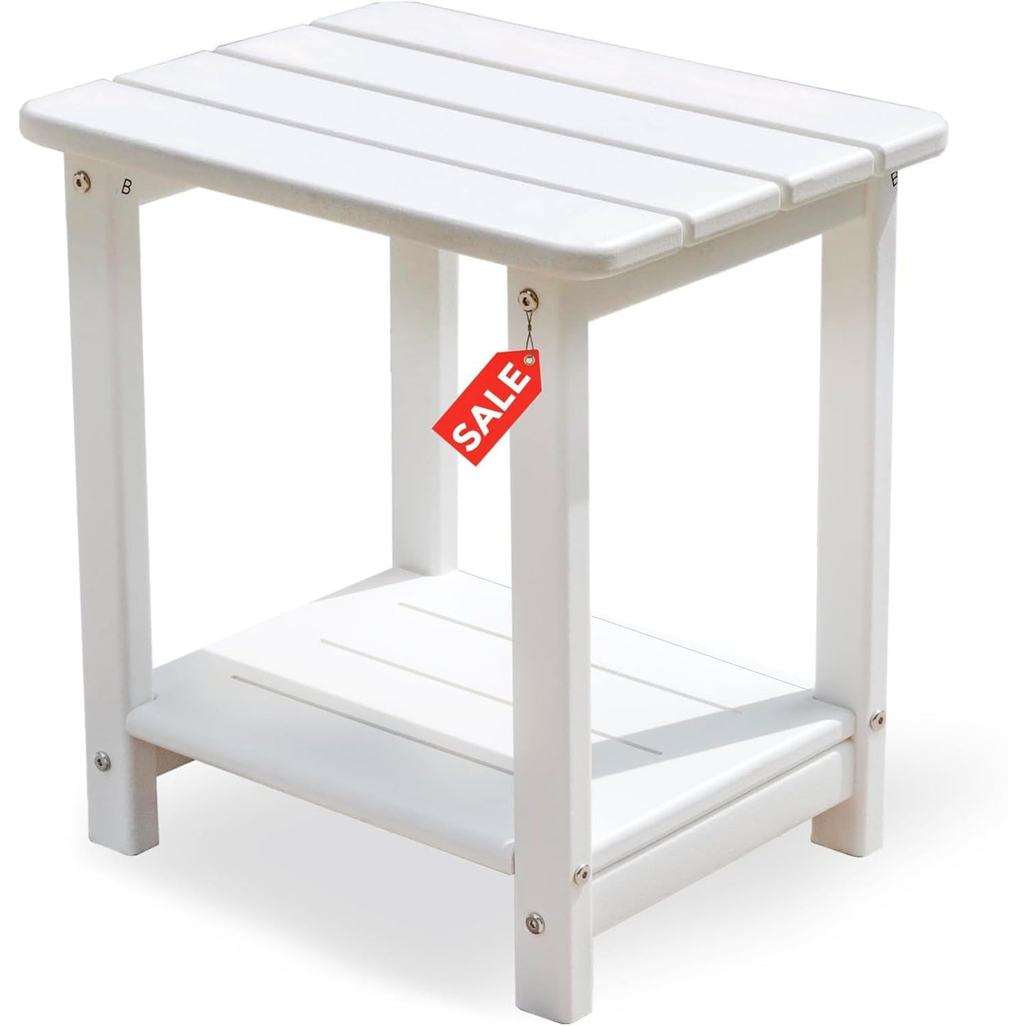 HZLBZYON Adirondack Outdoor Side Table Square，2-Tier Patio Side Table with Weatherproof HDPE Material Low Maintenance Furniture for Backyard Poolside Porch Deck Garden
