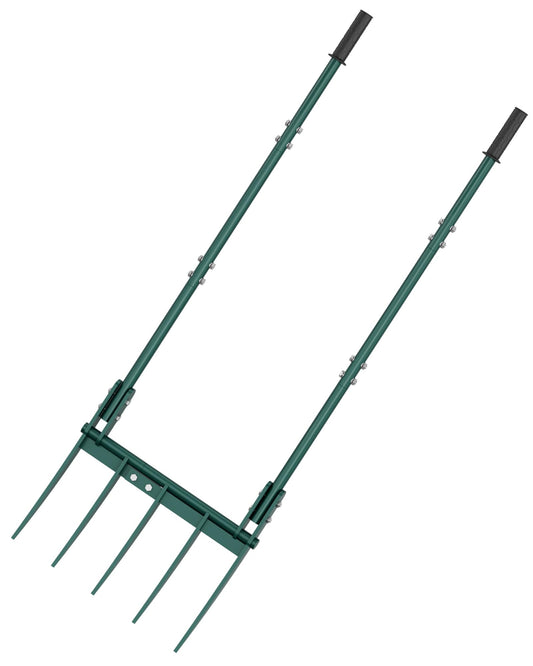 Forvenora Heavy Duty Broadfork Garden Tool, 5-Tine Manual Soil Tiller for Deep Digging & Turning Soil, 54" Long Broad Fork for Farm and Home Garden