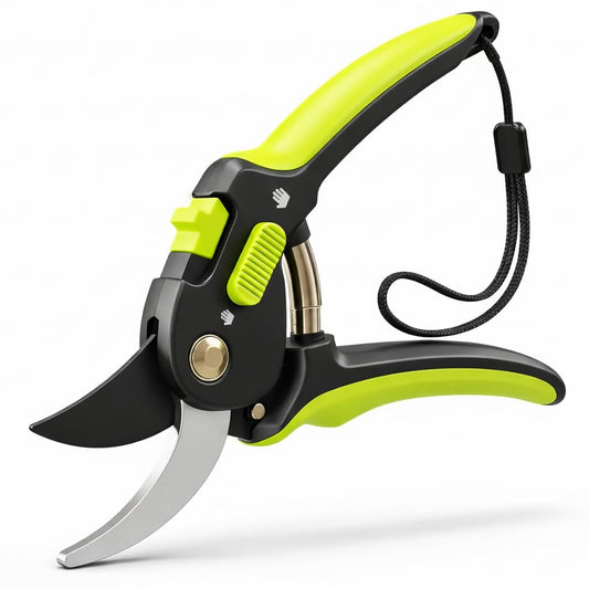 Lime Bypass Pruning Shears & Hedge Clippers - Cuts 3x Easier, Ideal for Seniors