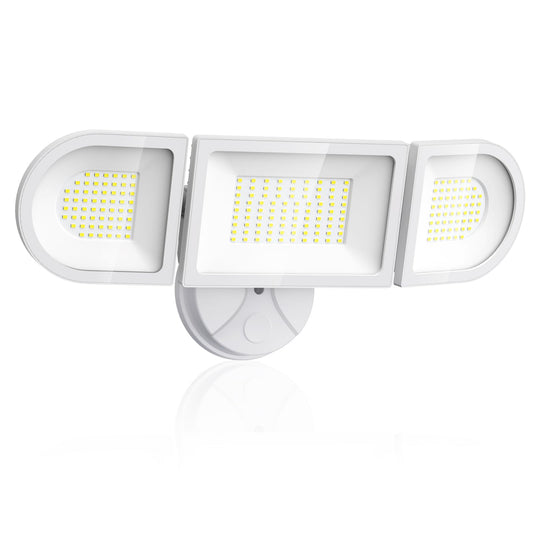Olafus 130W Flood Lights Outdoor, 13000LM Super Bright LED Flood Light, IP65 Waterprooof Outdoor Flood Light Fixture, 3 Adjustable Heads, 6500K Exterior Security Lights for Yard, Garage, White