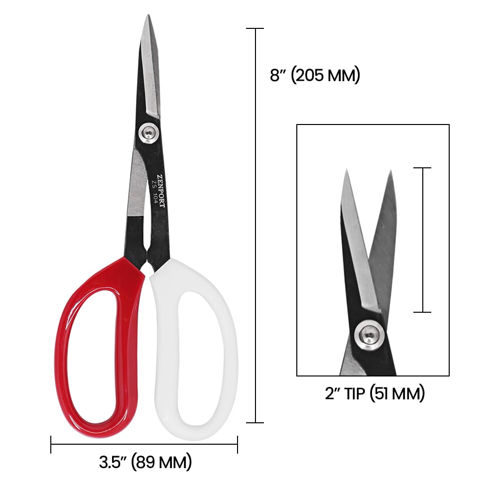 Zenport ZS104 Deluxe Scissors, 8 inches long, Horticulture & Craft Scissors with Durable Carbon Steel Blades, Precision Cutting of Plants, Garden, Fruit, and Craft Materials