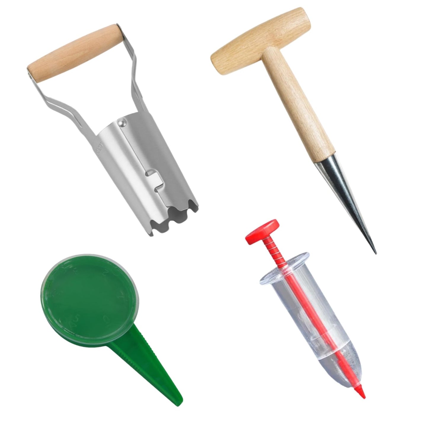 Bulb Planter & Garden Dibber - Heavy Duty Transplanter and Hole Punch Tool for Bulbs, Seeds, Seedlings | Ergonomic Handle with Depth Markers for Tulips, Daffodils, Dahlias