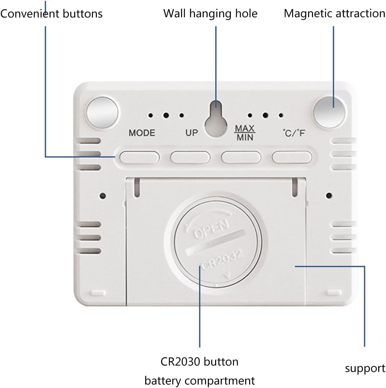 CHSYLFDC Digital Wall Clock Battery Operated, Large Display with Temperature, Date, Day of The Week, Silent Mount Digital, 4 Time Zones, and Table for Bedroom, Livingroom, Office