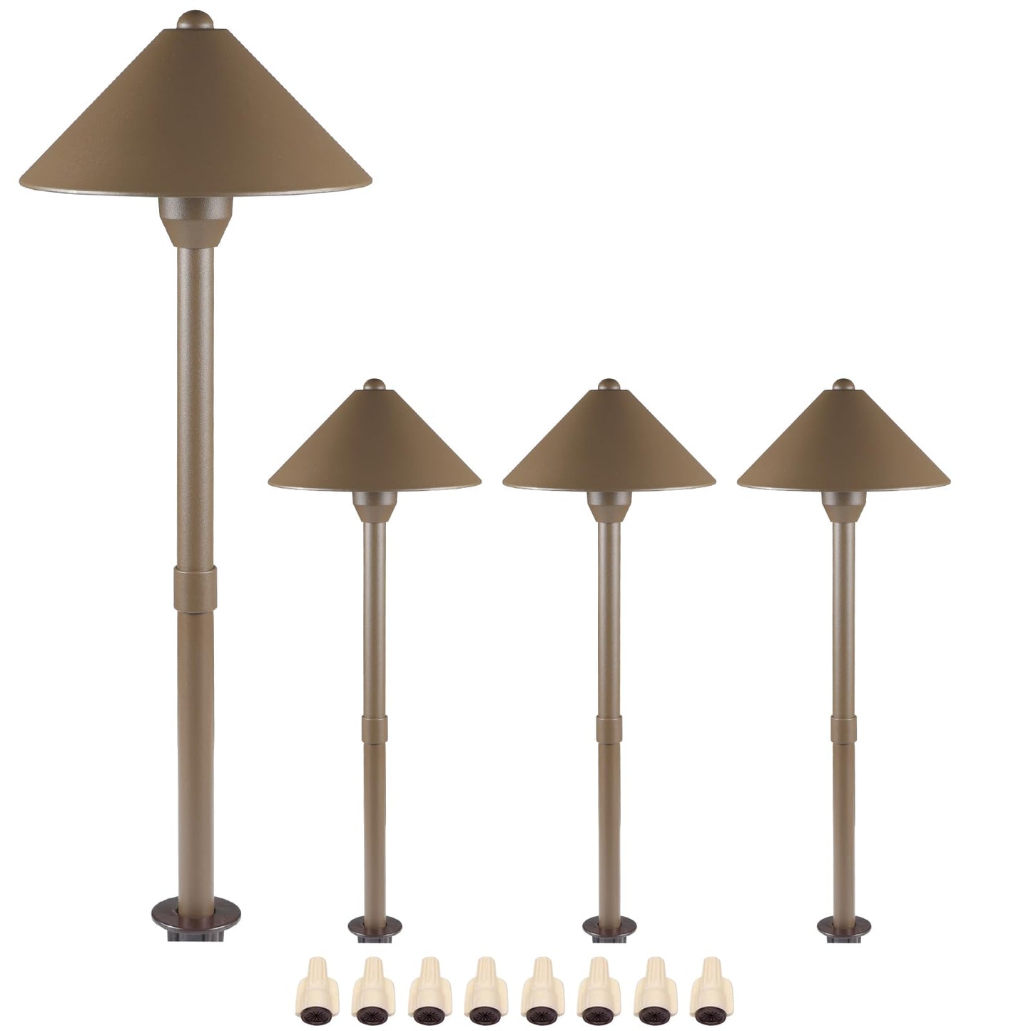 Lumina Lighting® Low Voltage Landscape Lighting Cast-Aluminum Path and Area Light Warm White 3W G4 LED Bulb and ABS Ground Stake Included for Yard Walkway Lawn PAL0105-BZLED4 (Bronze, 4-Pack)
