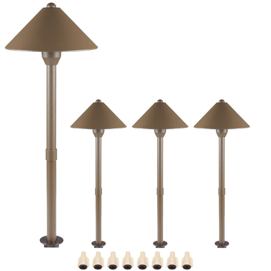 Lumina Lighting® Low Voltage Landscape Lighting Cast-Aluminum Path and Area Light Warm White 3W G4 LED Bulb and ABS Ground Stake Included for Yard Walkway Lawn PAL0105-BZLED4 (Bronze, 4-Pack)