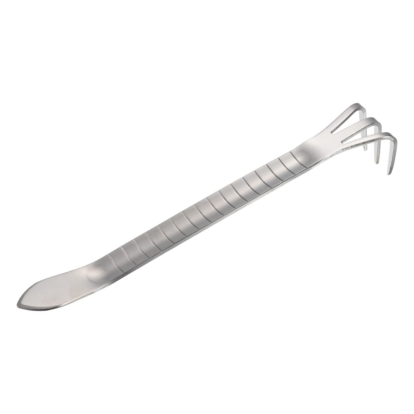 PATIKIL Root Rake, Stainless Steel 3 Prong Thickened Non-Slip Handle Loosening Soil Cultivator with Spatula for Backyard Bonsai Pot Planting, Silver