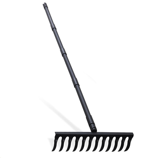 Pragmatist Bow Rake Heavy Duty 60" Metal Head Garden Rake with Adjustable Stainless Steel Handle Garden Tool for Loosening Soil Leveling Mulch Gathering Leaf