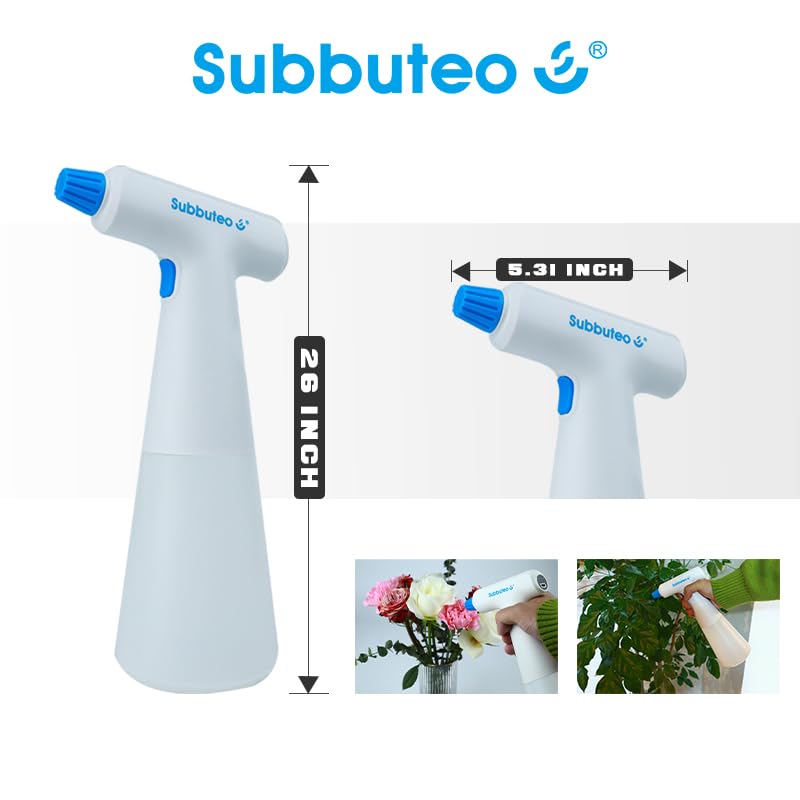 Subbuteo Electric Plant Mister Spray Bottle, 0.55L USB Rechargeable Auto Sprayer, Adjustable Fine Mist Nozzle for Indoor Plants, Hair Styling & Home Cleaning