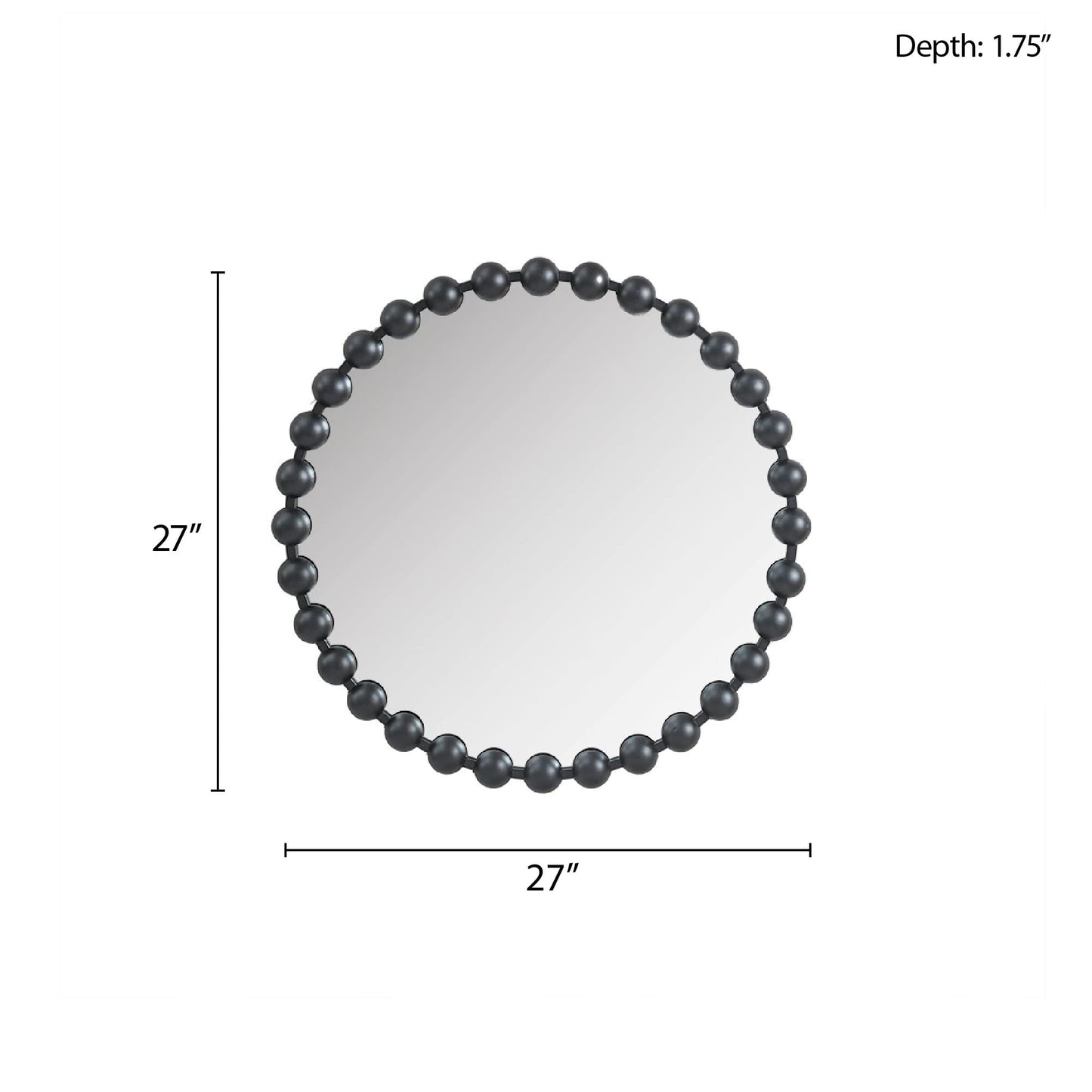 Madison Park Round Mirror, Metal Frame Circle Mirror 27 inch, Wall Art Decor Mounted Hanging for Entryway, Bathroom, hallway, Living Room, Vanity, Marlowe, Black