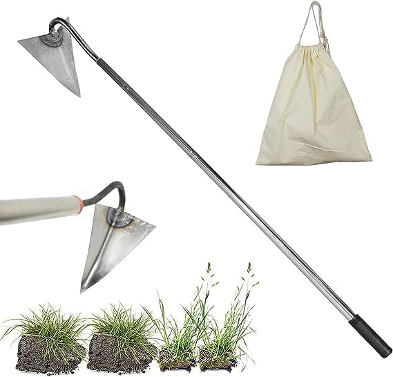 HRADHOL Steel Triangle Garden Hoe Hand Plow Hoe for Backyard Weeding,Warren Hoe Tough Welded Hoe, Loosening,Farm Planting,Dig a Hole，6-Inch Welded Steel Head, 54-Inch Stainless Steel Handle