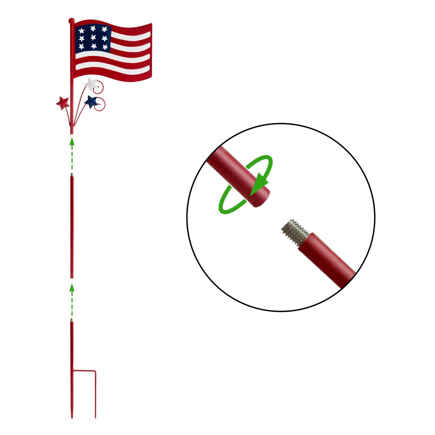 A ANLEOLIFE Decorative Garden Stakes for Outside, Metal Garden Decor Rustic American Flag and Welcome Sign, Yard Stakes Indoor & Outdoor Patio Lawn