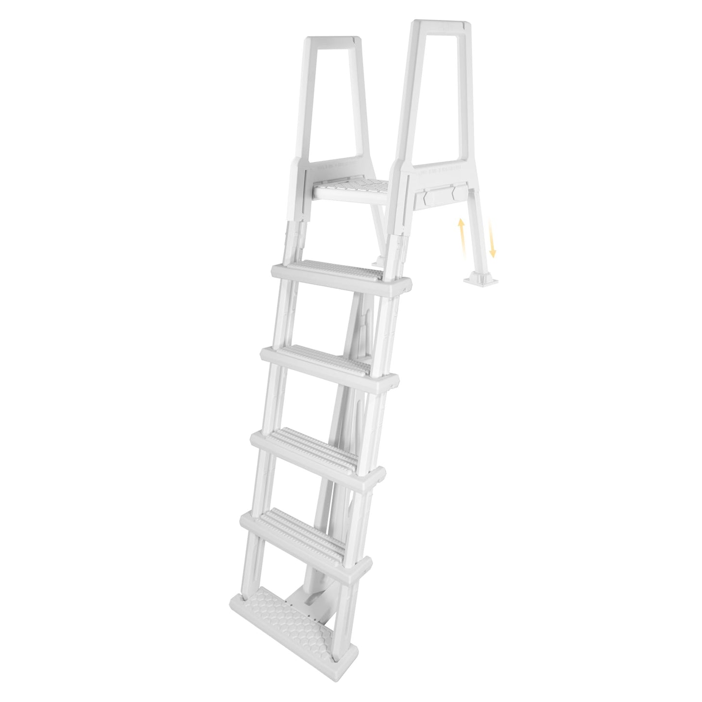 Blue Wave 5 Tread Above Ground Pool Ladder - Heavy Duty Resin Pool Steps for 48 to 54 in Deck Heights - 5-in Non-Skid Treads, Rust-Free with 250 lb Weight Capacity, White