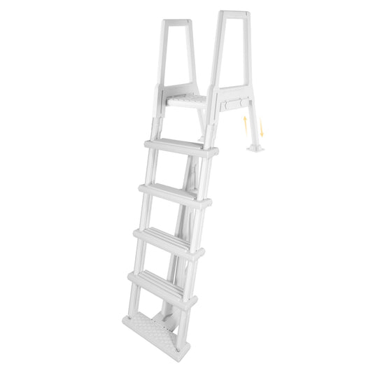 Blue Wave 5 Tread Above Ground Pool Ladder - Heavy Duty Resin Pool Steps for 48 to 54 in Deck Heights - 5-in Non-Skid Treads, Rust-Free with 250 lb Weight Capacity, White