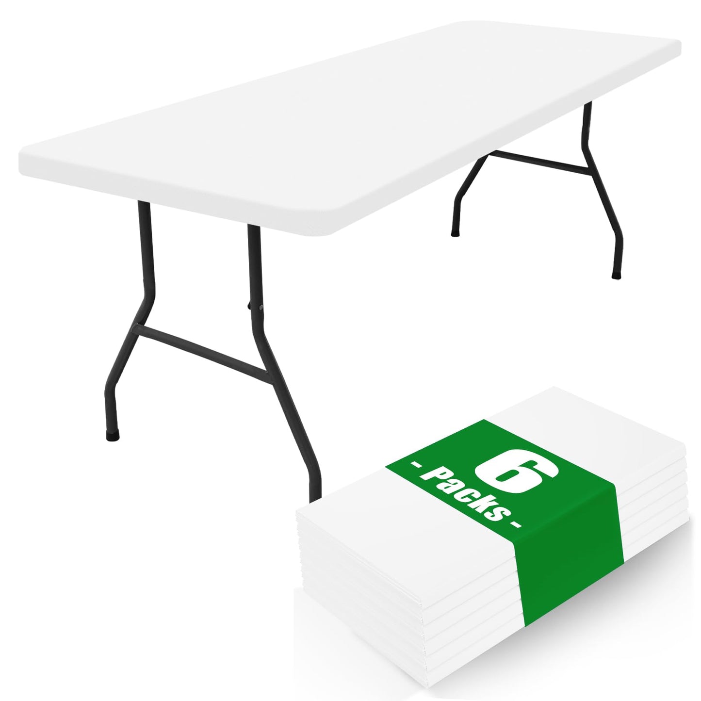 Moosfor Spandex 4 Foot Rectangle Table Cloth 6 Pack, Elastic Fitted Tablecloths for Picnic, Stretch Washable Patio Table Cover for Outdoor, Camping, Banquet and Parties (White, 30"x48")