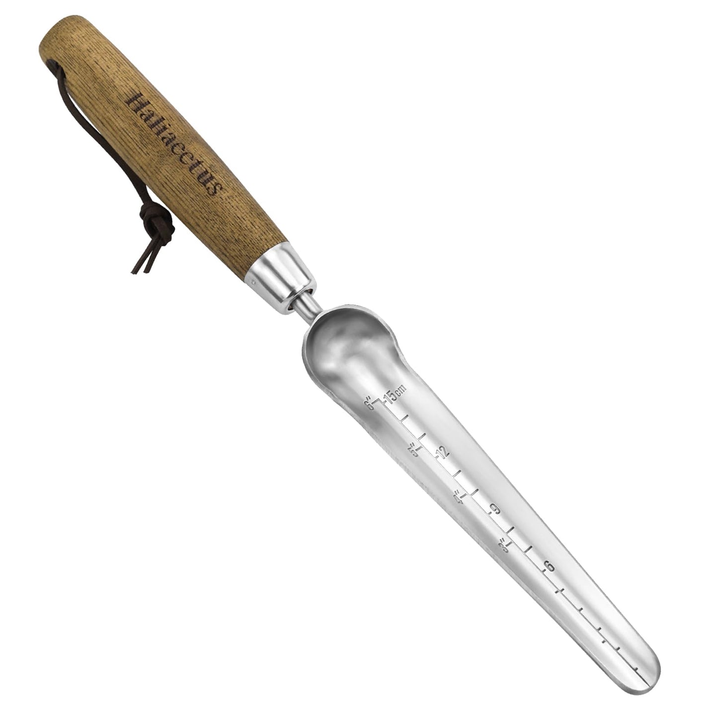 Haliaeetus Seeding Widger with 6'' Scale, Stainless Steel Planting Trowel for Repotting, Long and Narrow Widger for Weeding from Tight Areas, Hand Transplanter with Wood Handle for Planting, Digging
