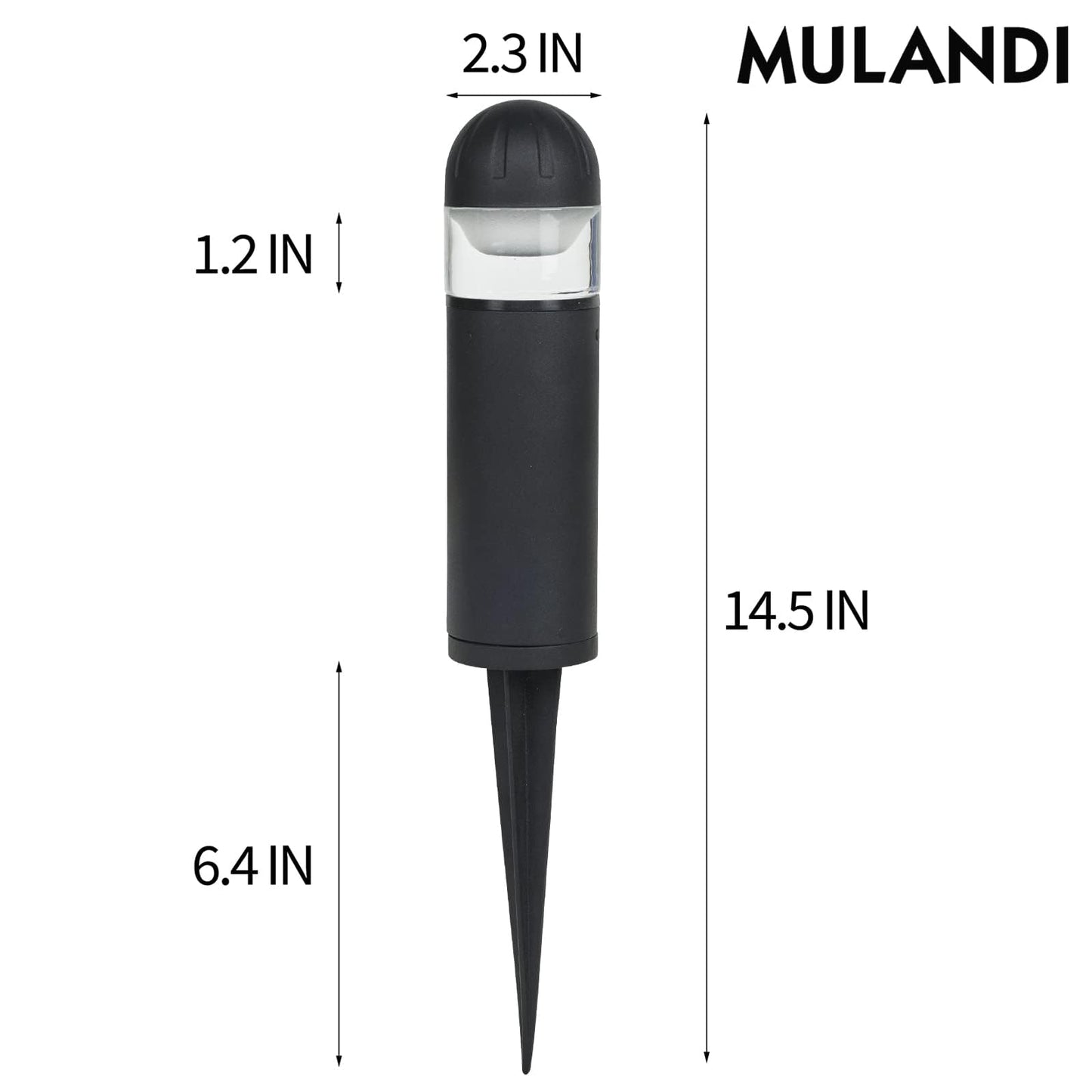 MULANDI LED Landscape Bollard Pathway Light, 2W, DC 12V Low Voltage Path Lighting Outdoor Waterproof, Die-Casted Aluminum Housing for Garden Light, 3000K Warm White Pack of 4