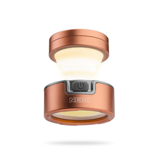 NEBO Poppy Puck Pocket Lantern | Pocket Light, Compact 2-in-1 Mini Lantern, 300 Lumen, Rechargeable, 3 Light Modes, Magnetic Base & Hanging Hooks - Rose Gold