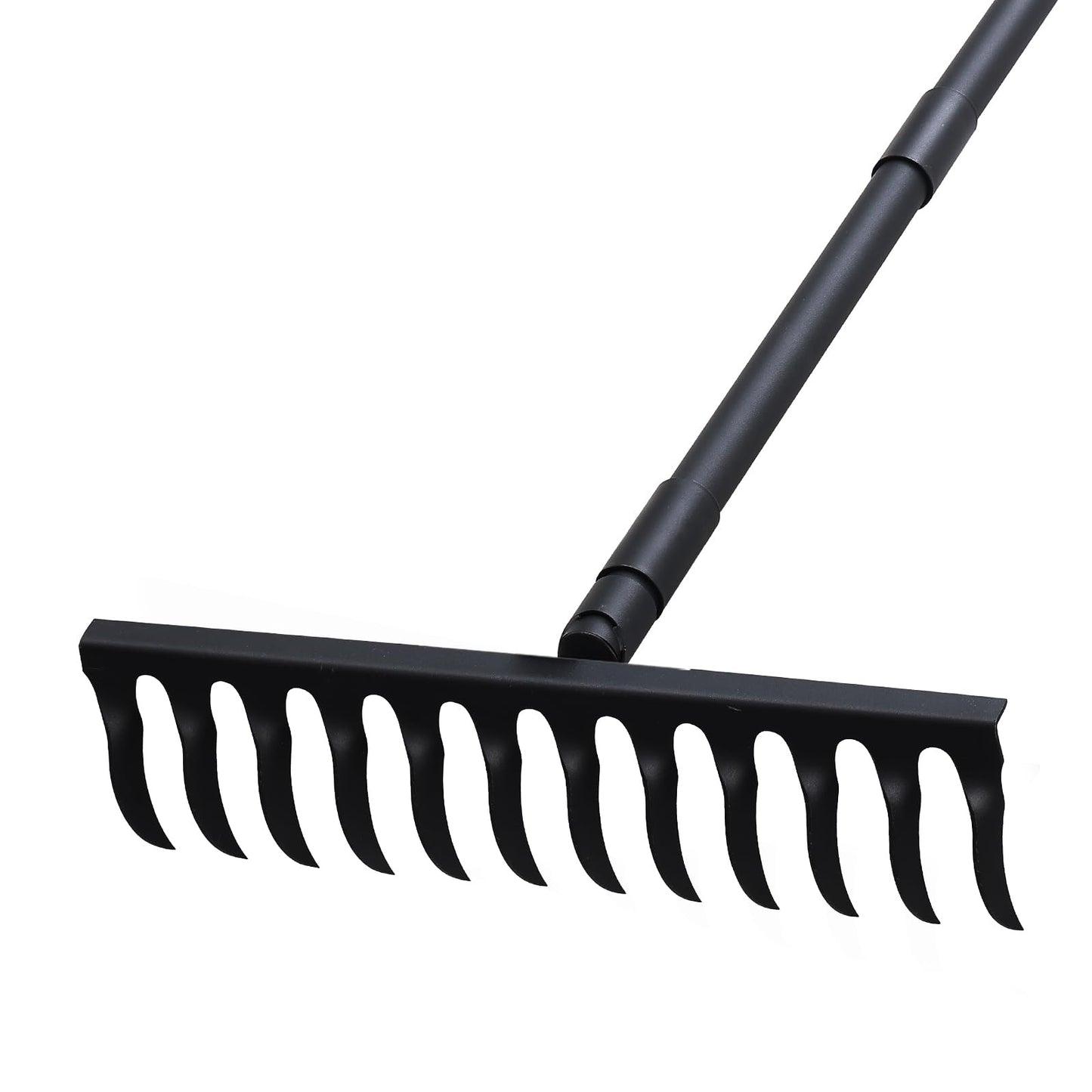 Pragmatist Bow Rake Heavy Duty 60" Metal Head Garden Rake with Adjustable Stainless Steel Handle Garden Tool for Loosening Soil Leveling Mulch Gathering Leaf