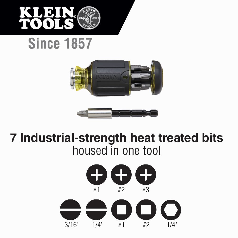 Klein Tools 80037 Screwdriver Tool Set, Multi-Bit Pocket Precision Screwdriver and Adjustable Length Stubby, 2-Piece