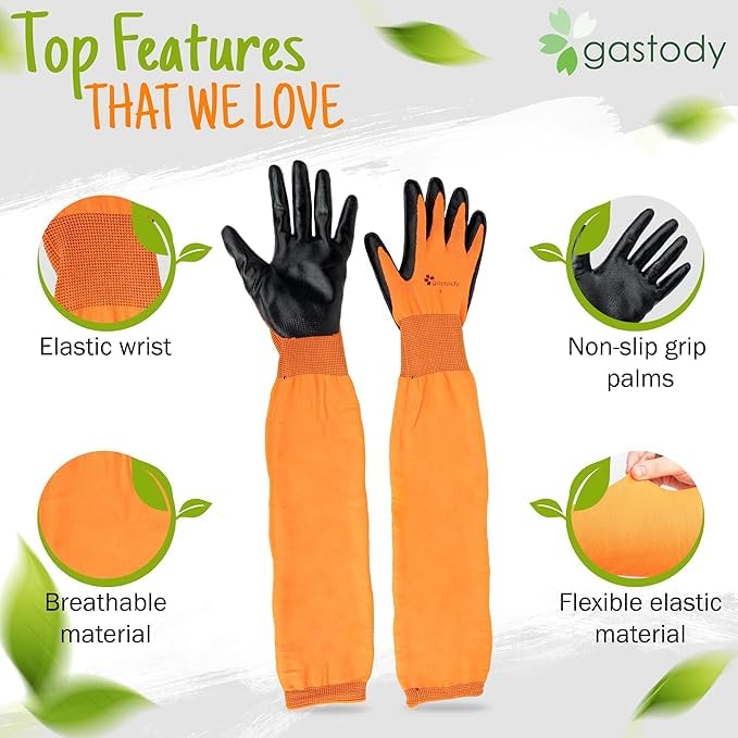 Gastody™ Long Gardening Gloves Women and Men M - Long Sleeve Garden Gloves Multipurpose Heavy Duty Outdoor and Indoor - Long Cuff Garden Gloves - Thorn Resistant Protective Work Rose Pruning Gloves