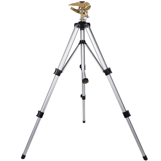 Biswing Large Impact Sprinkler Head on Tripod Base, Adjustable Zinc Alloy Lawn Sprinklers for Yard Lawn Garden, 3/4" NH Connector, 360 Degree Large Area Coverage Irrigator with Extension Legs, 1 Pack