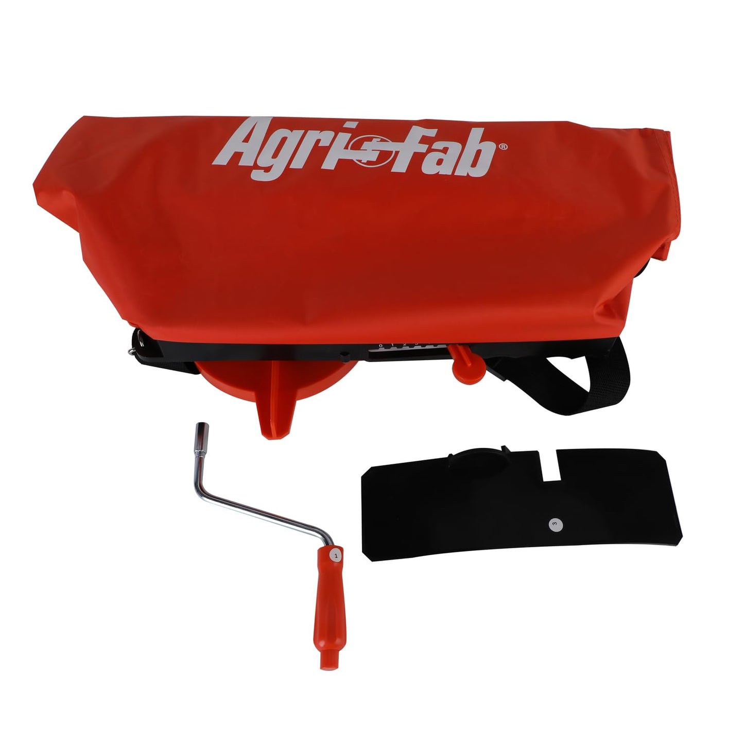 Agri-Fab 45-0639 25 lb. Handheld Bag Seeder Spreader with Waterproof Bag, Enclosed Gears, Adjustable Shoulder Strap, Rear Baffle, Orange