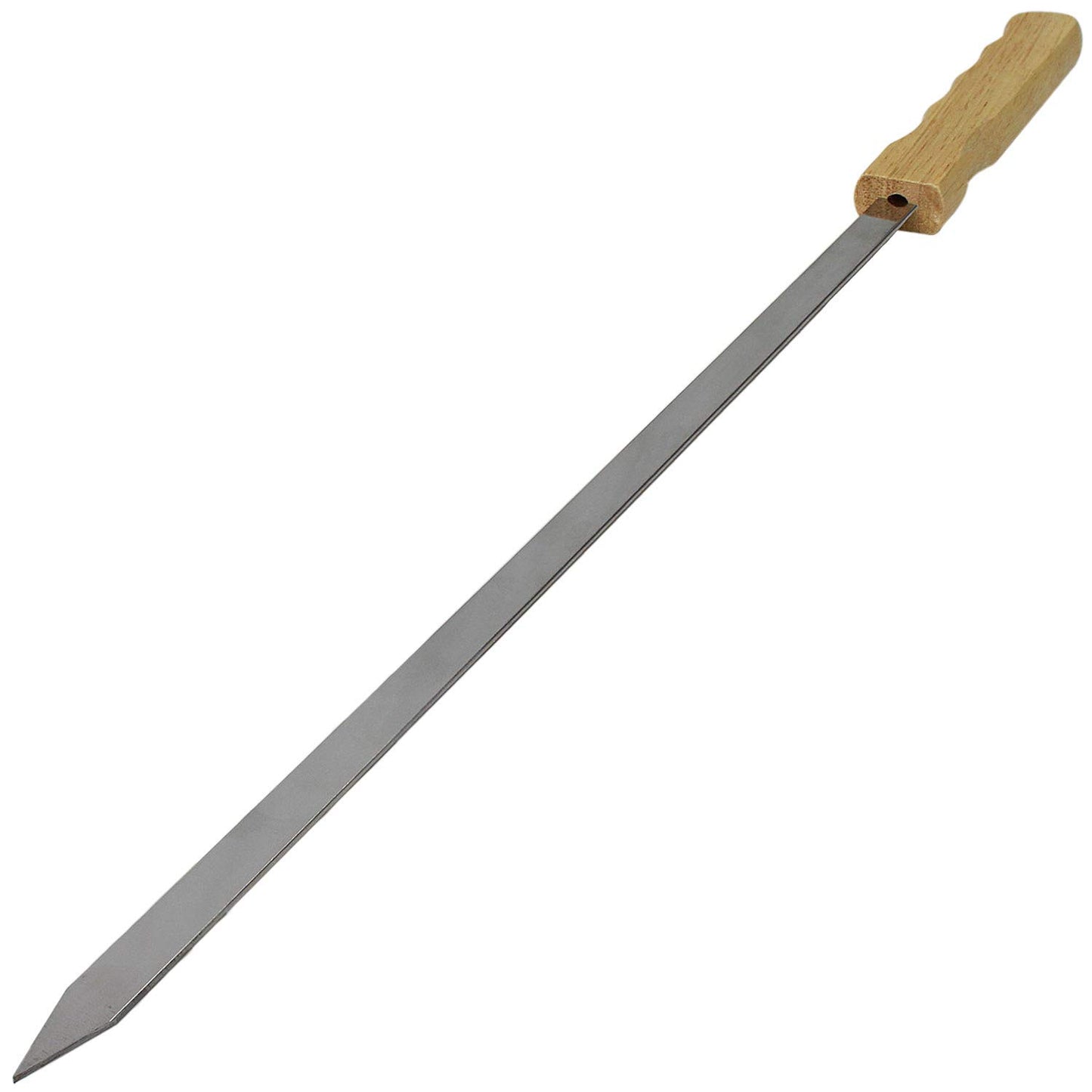 Blue Brazilian Skewers - 17 Inch Stainless Steel Kabob Skewers with Wooden Handle, 12 Pack BBQ Grilling Accessories