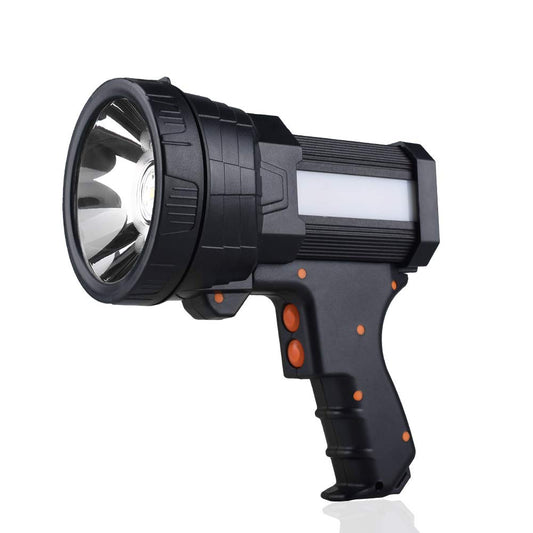 YIERBLUE Rechargeable Spotlight, Super Bright 2000,000 High Lumen LED Handheld Spotlight Long Lasting Large Flashlight Searchlight and Flood Camping Flashlight with Foldable Tripod Black
