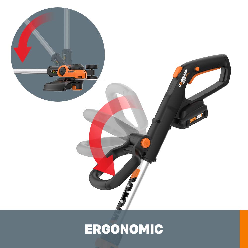 WORX Cordless String Trimmer & Lawn Edger, 12'' Electric Weed Wacker with 5.5 LBS, 20V Weed Eater with 90° Pivoting Head, 2 Batteries & Charger Included, WG163