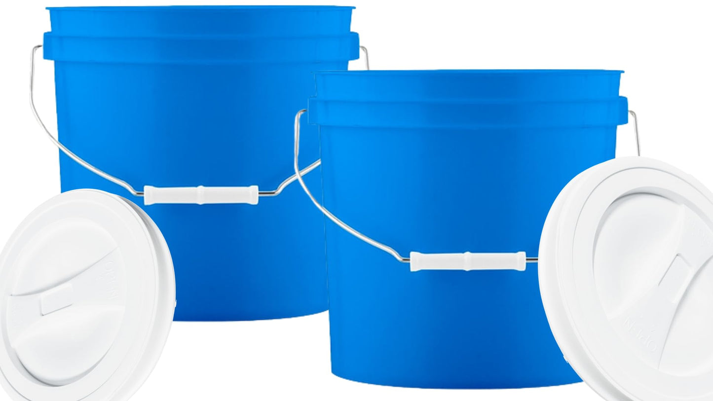 House Naturals 2 Gallon Food Grade BPA Free Made in USA Blue Bucket Container with White Screw on Lid (Pack of 2)