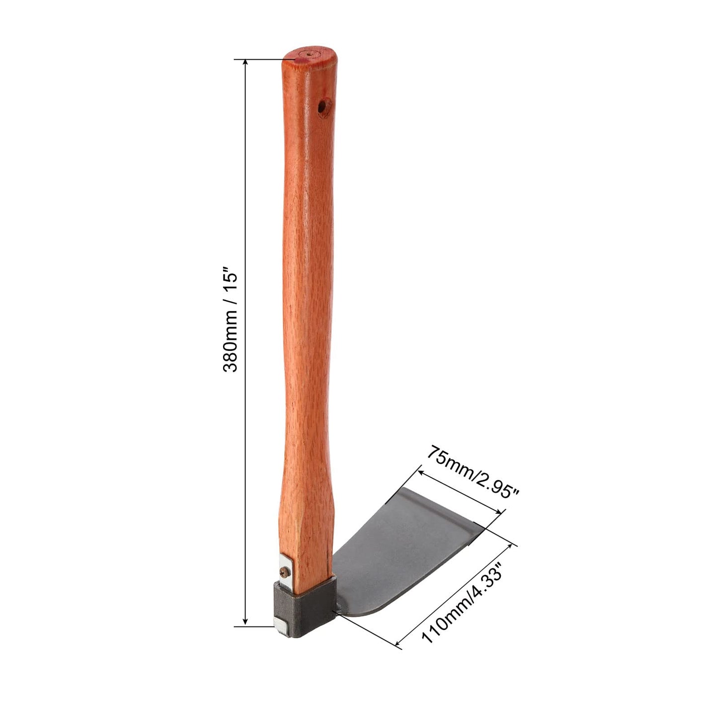 PATIKIL 15" x 3" Hoe Garden Tool, Carbon Steel Anti-Rust Garden Hoe with Wood Handle Welded for Loosening Soil Weeding Digging, Grey/Yellow