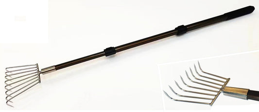 Stainless Steel Garden rake Multi-Functional Clam rake can be Used to Catch The sea Tide Hunting to Pick up Shells and dig Treasures, and Lengthen The Aluminum Alloy Handle.