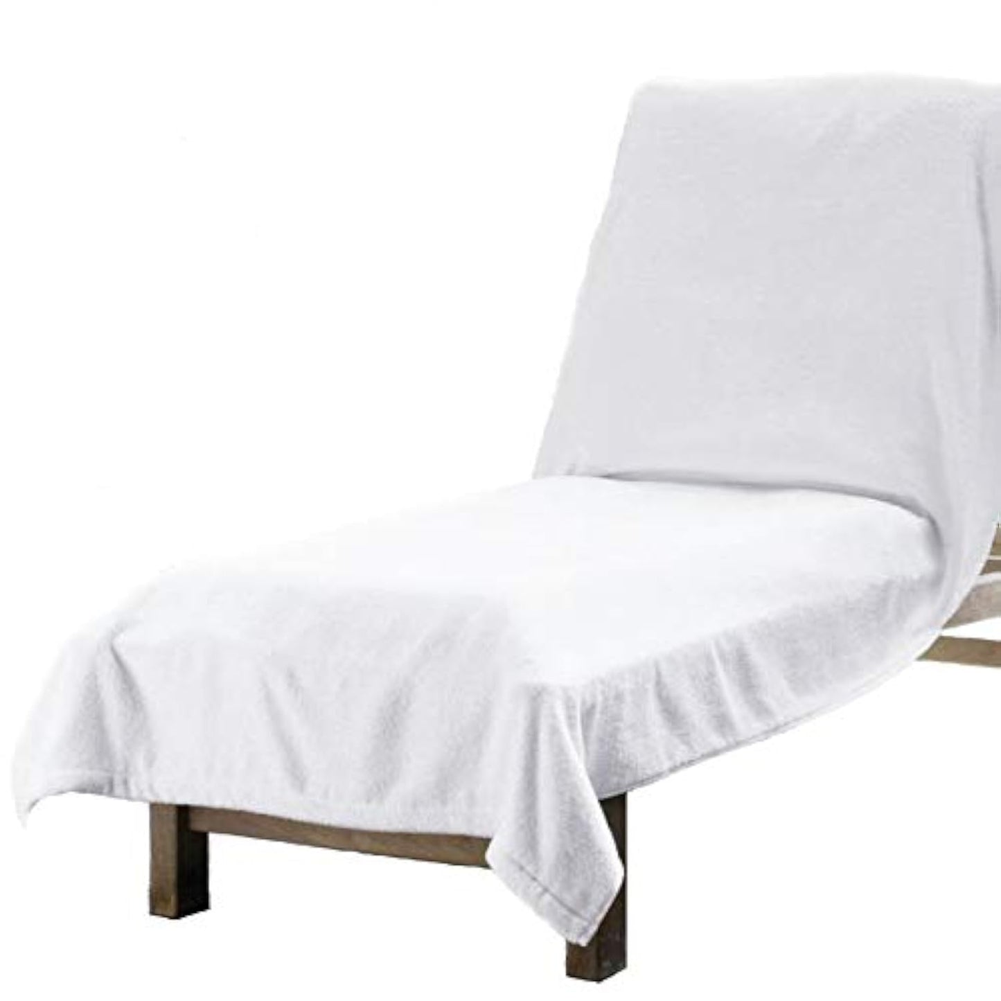 Sferra Santino Luxury Lounge Chair Cover 42" x 86" - 100% Turkish Cotton, 510 GSM Solid Color Towel for Pool or Beach Chairs with Fitted Elastic Pocket - Super Absorbent and Quick Dry - White