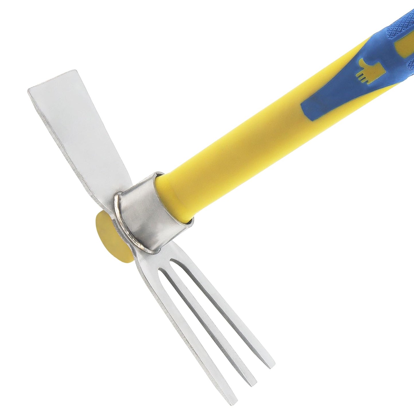 ZEONHEI 2 PCS Garden Hoe Tools, Stainless Steel Cultivator Hand Tiller and Hand Pick Axe with Fiberglass Handle, Pick Mattock Hoe for Planting Digging Weeding Gardening