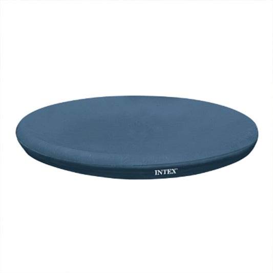 INTEX 28021E Pool Cover: For 10ft Round Easy Set Pools – Includes Rope Tie – Drain Holes – 12in Overhang – Snug Fit