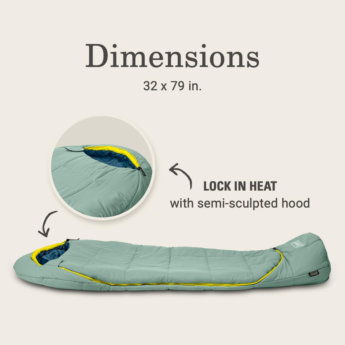 Coleman Big Bay 0/20/40°F Cold-Weather Sleeping Bag, Adult Mummy Sleeping Bag with Headrest, Foot Ventilation, & Storage Sack, Big & Tall Options