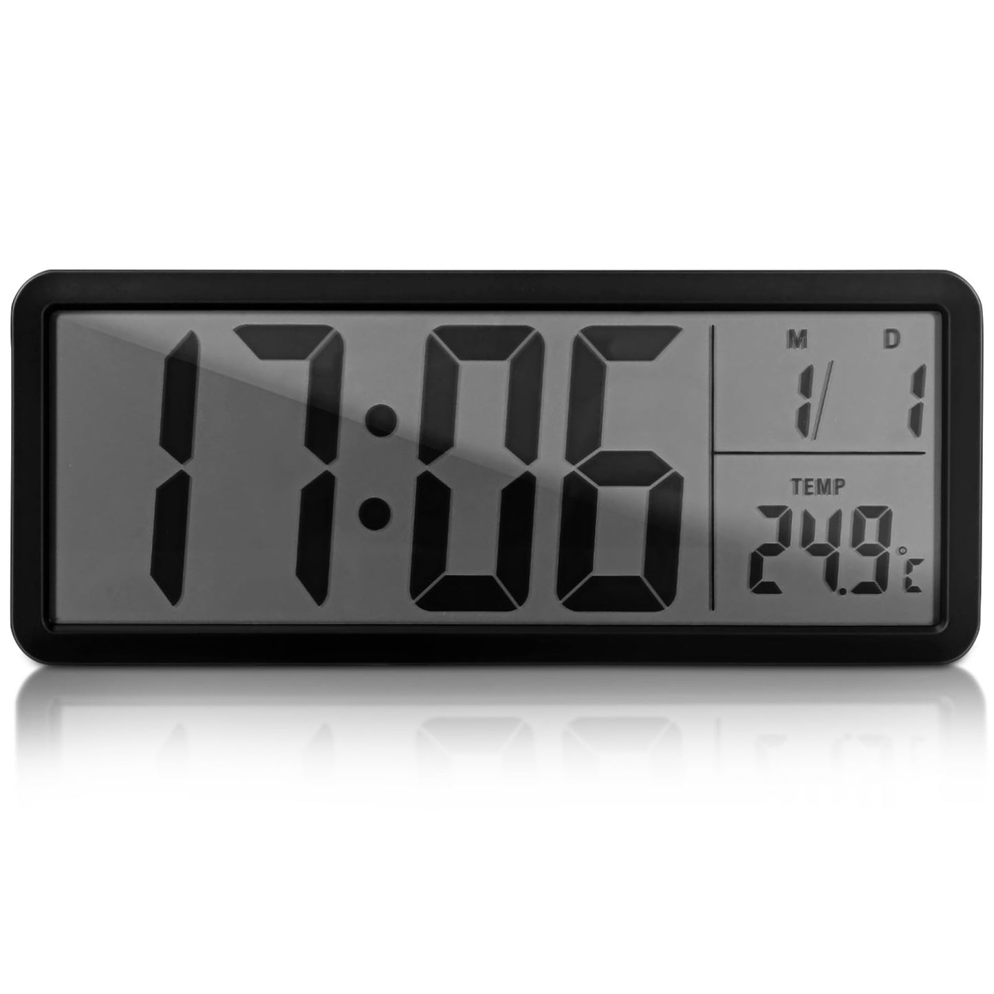 Cabilock Digital Wall Clock Battery Operated: Wall-Mounted LCD Display Clocks with Date Temperature, 12/24hr Silent Bedside Clock for Office Home Living Room Bedroom Kitchen