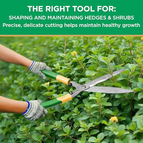 Miracle-Gro 18 in. Wavy Blade Hedge Shears – Lawn and Yard Tool with Sharp Carbon Steel Blades for Trimming Borders, Shaping Bushes, and Shaping/Trimming Hedges, Shrubs