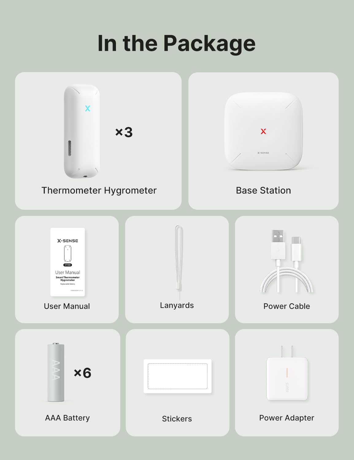 X-Sense Wi-Fi Temperature and Humidity Monitor, Indoor Humidity Meter with App Control, Hygrometer for House, Gardening, Free Data Storage Export, 3 Sensors & 1 Base Station