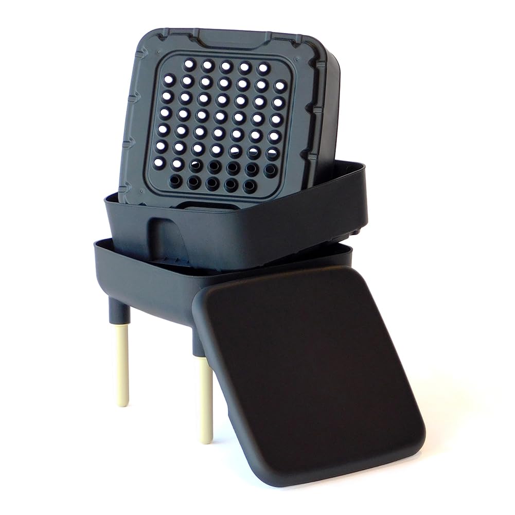 FCMP Outdoor - The Essential Living Composter, 2-Tray Worm Vermicomposter Bin (HF-LC4000v2-BLK) Black