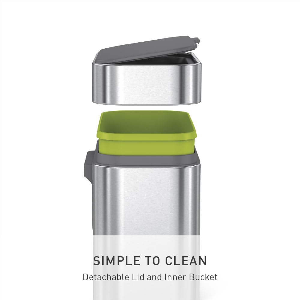 simplehuman Compost Caddy, Detachable and Countertop Bin, 4 Liter / 1.06 Gallon, Brushed Stainless Steel